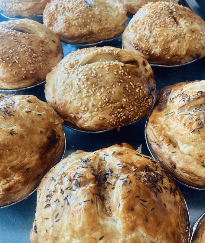 Freshly made pies available at Bells in Killcare Central Coast