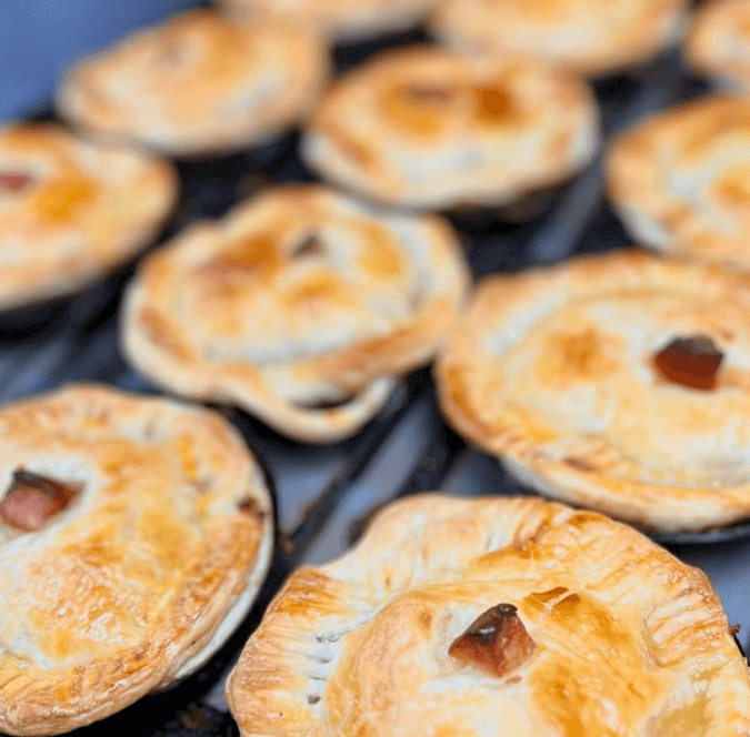 Freshly baked pies on the colling rack in Kilcare