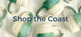 Central Coast hand made mugs in green with Central Coast stamped on them