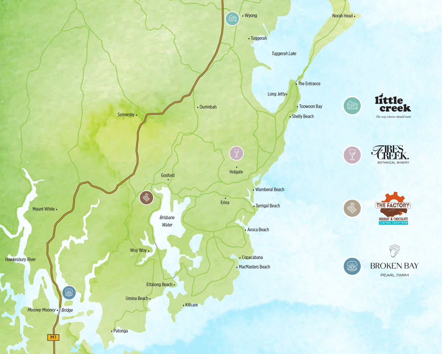 basic map of stops on meet the maker trail