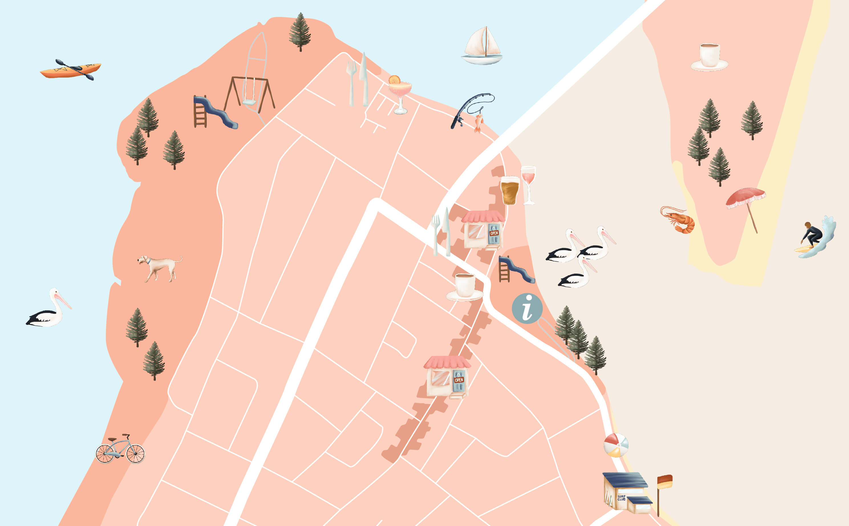 the entrance illustrated map from above