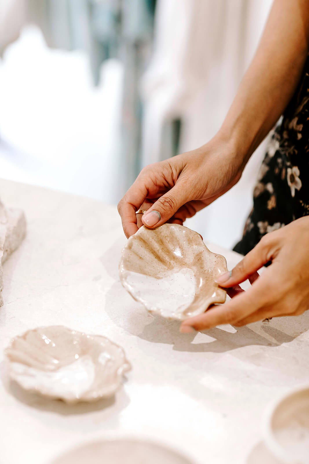 ceramic shell in hands