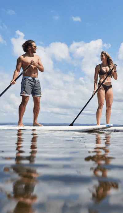 Two people on SUP on Central Coast Way of Water Australian Geographic