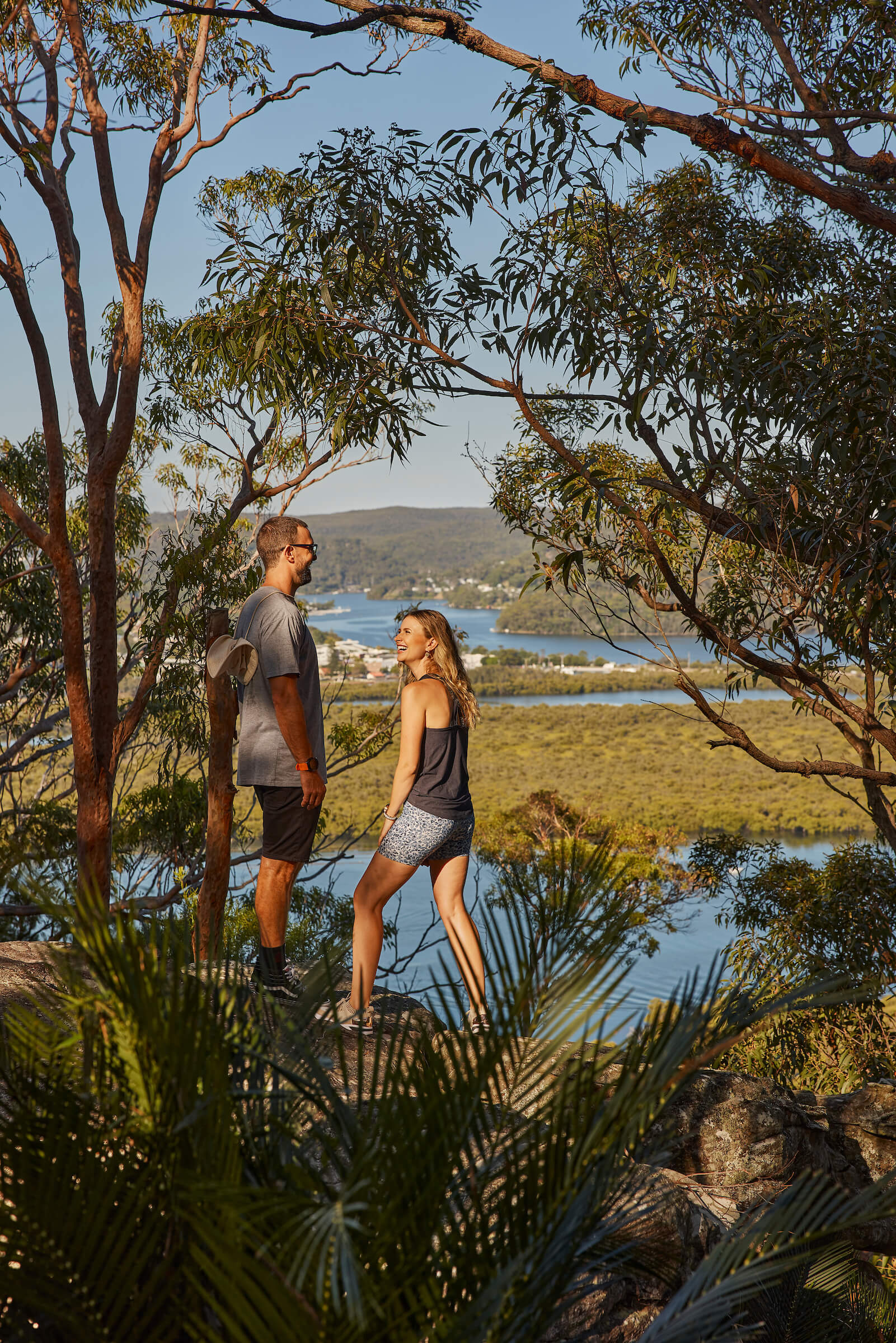 couple at lookout over brisbane waters