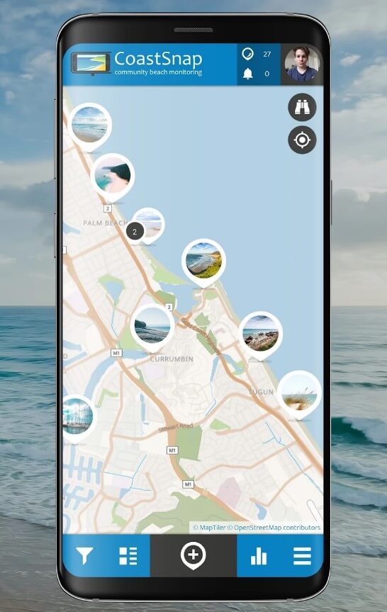 coastsnap app on phone screen as example