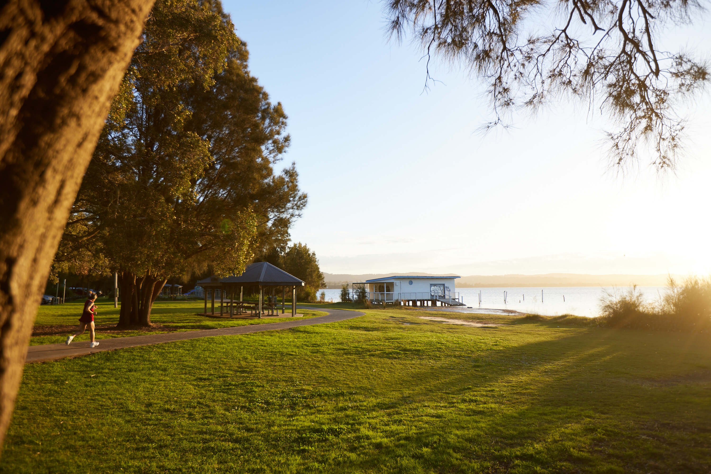 landscape of long jetty by tuggerah lake