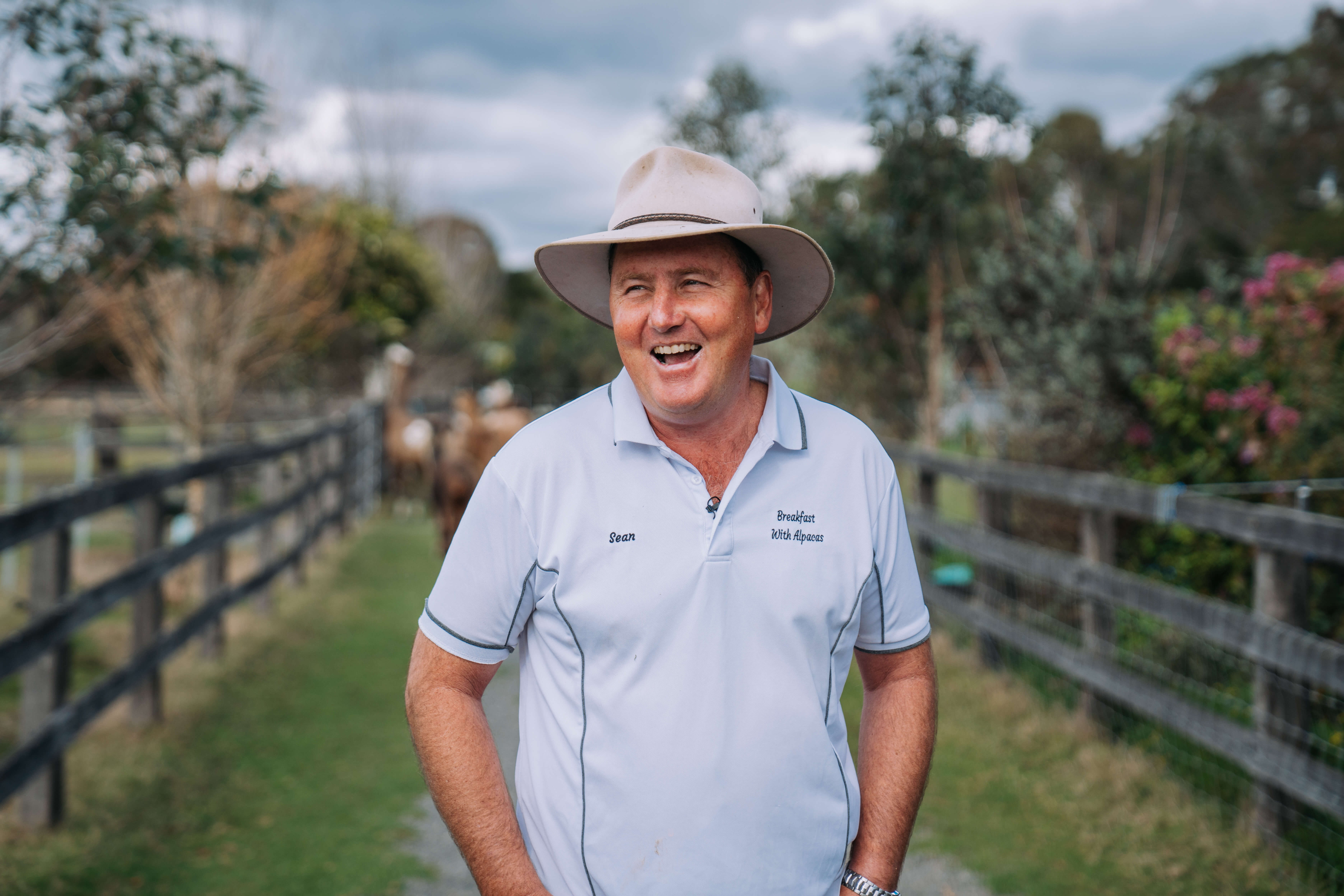 Sean from Breakfast with the Alpacas on the farm.