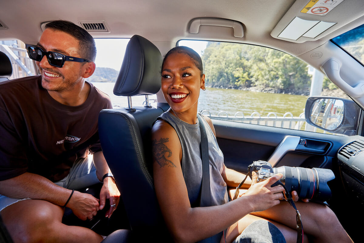 friends driving on the central coast