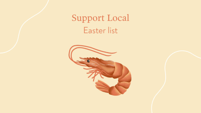 a graphic with a prawn for easter