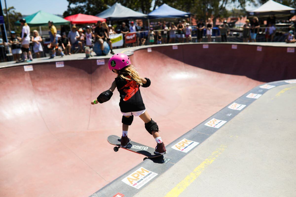 Girl on skateboard at Bato Yard