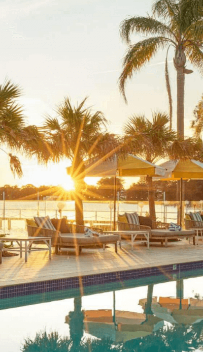 Swimming pool at sunset Central Coast