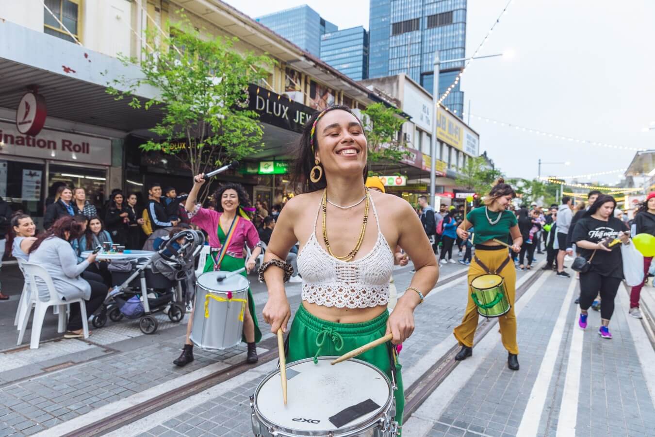 Woman playing drums