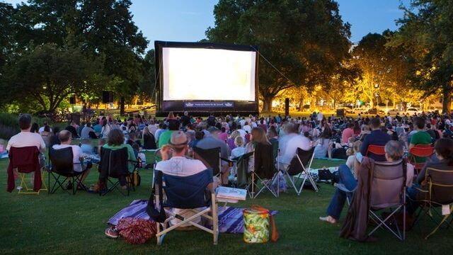 People from the Central Coast gathering for an outdoor movie night