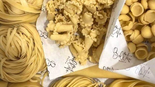 handmade raw pasta from above