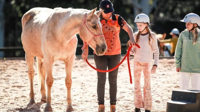 Pony riding on therapy horses  at Central Coast