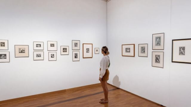 person browsing exhibition at local gosford gallery