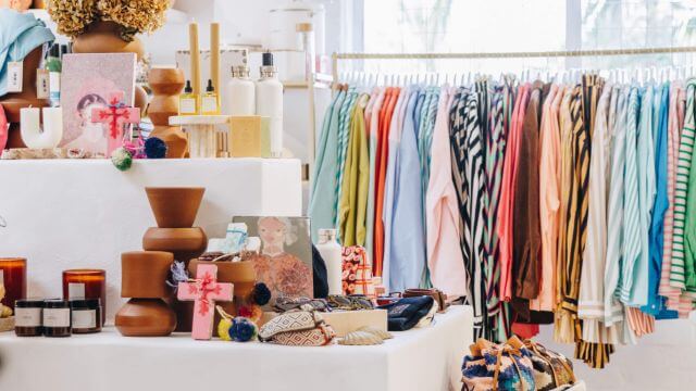 interior of shopfront with coastal homewares