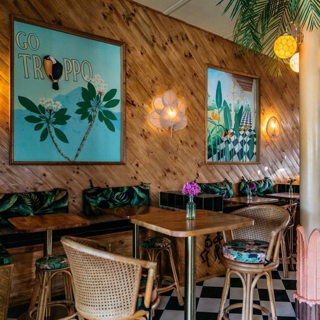 tropical interior of new bar at woy woy