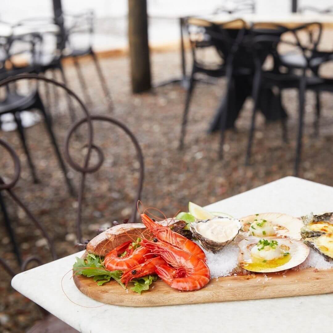 platter of fresh hawkesbury river crustaceans and oysters