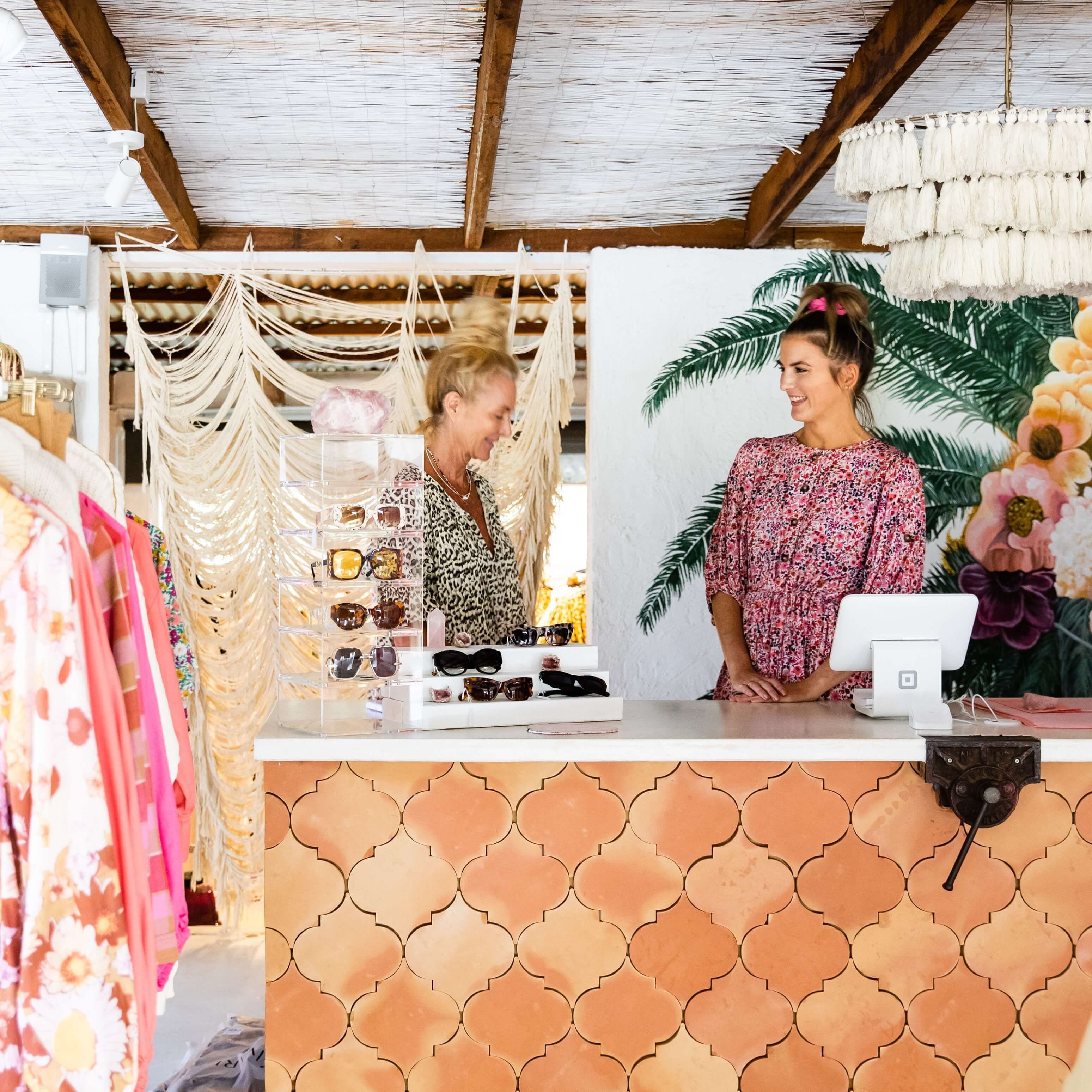 two women at bohemian lifestyle store