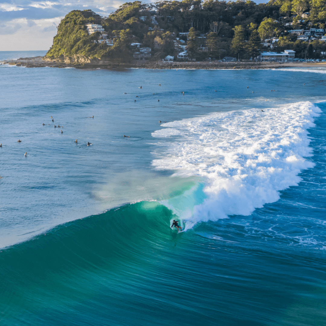 surfing or loading the barrel at avoca beach