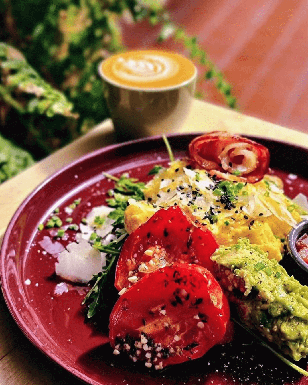 colourful brunch with coffee