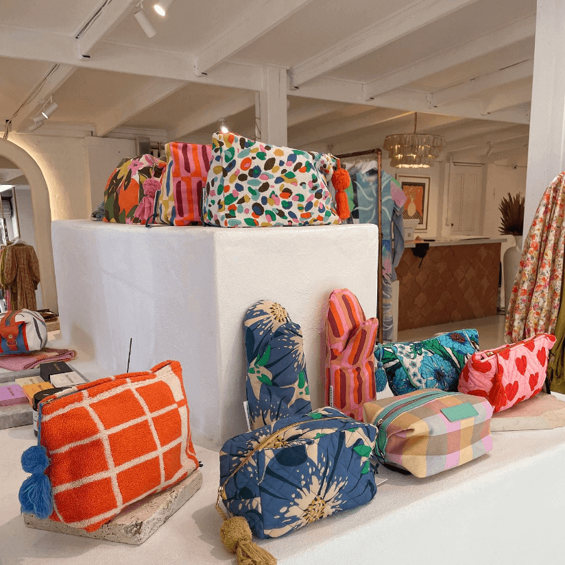 Colourful bags on display