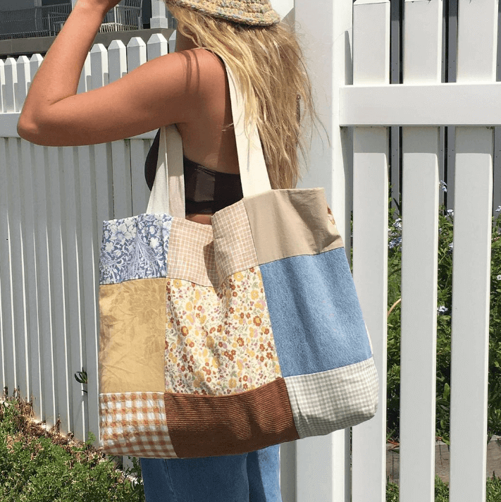 The Earth Collective patchwork tote bags