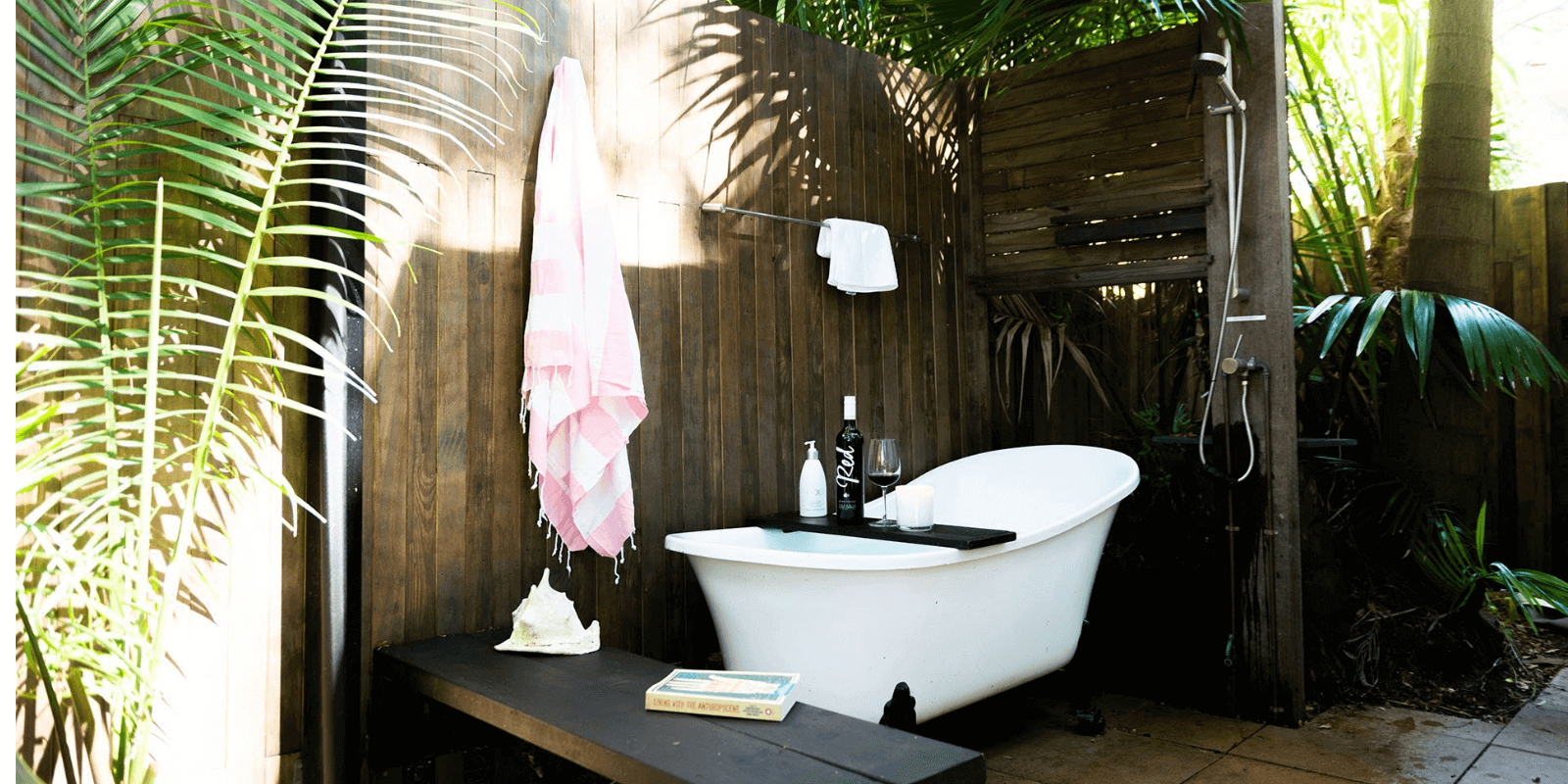 bath tub outdoor in garden setting