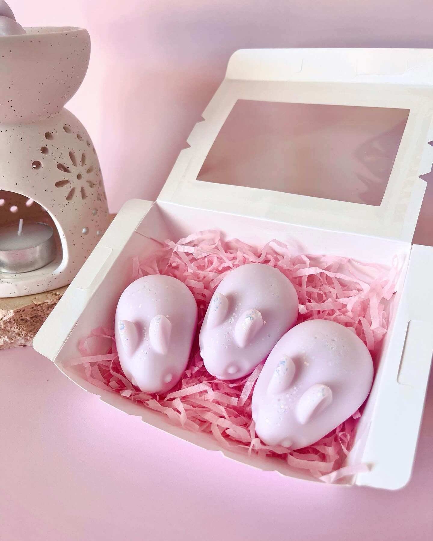 pink wax melt bunnies