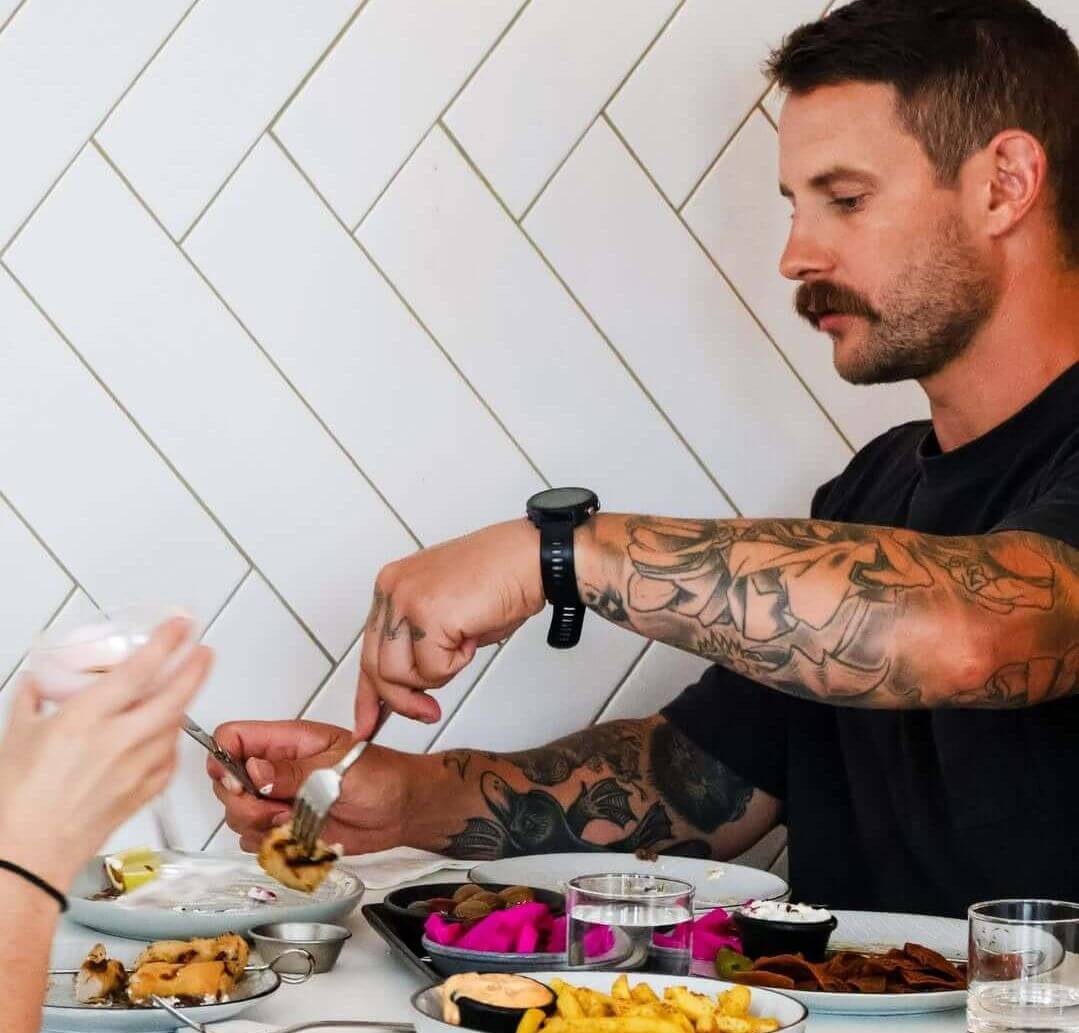 A man eating food 