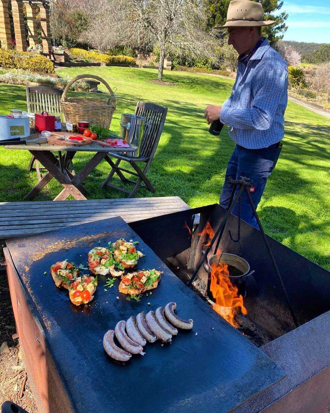 Guest cooking a bbq brunch