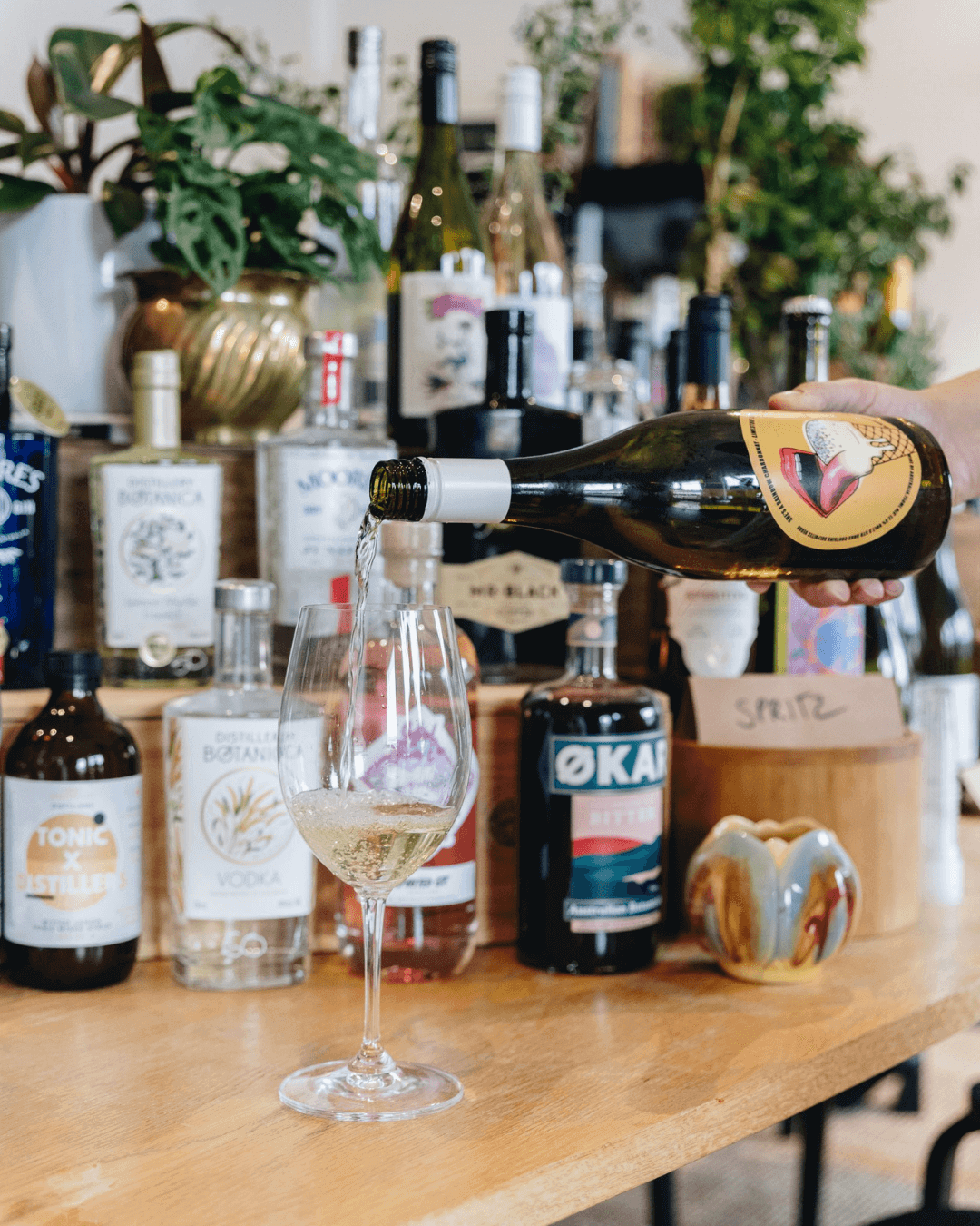 white wine being poured