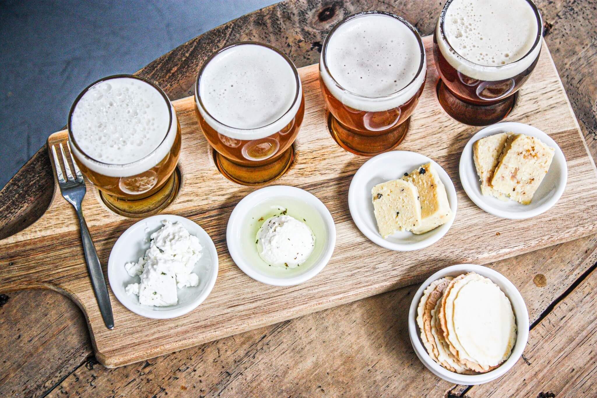 beer and cheese matching platter