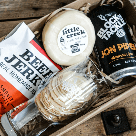 fathers day hamper craft beer, cheesea nd beef jerky Central Coast producers