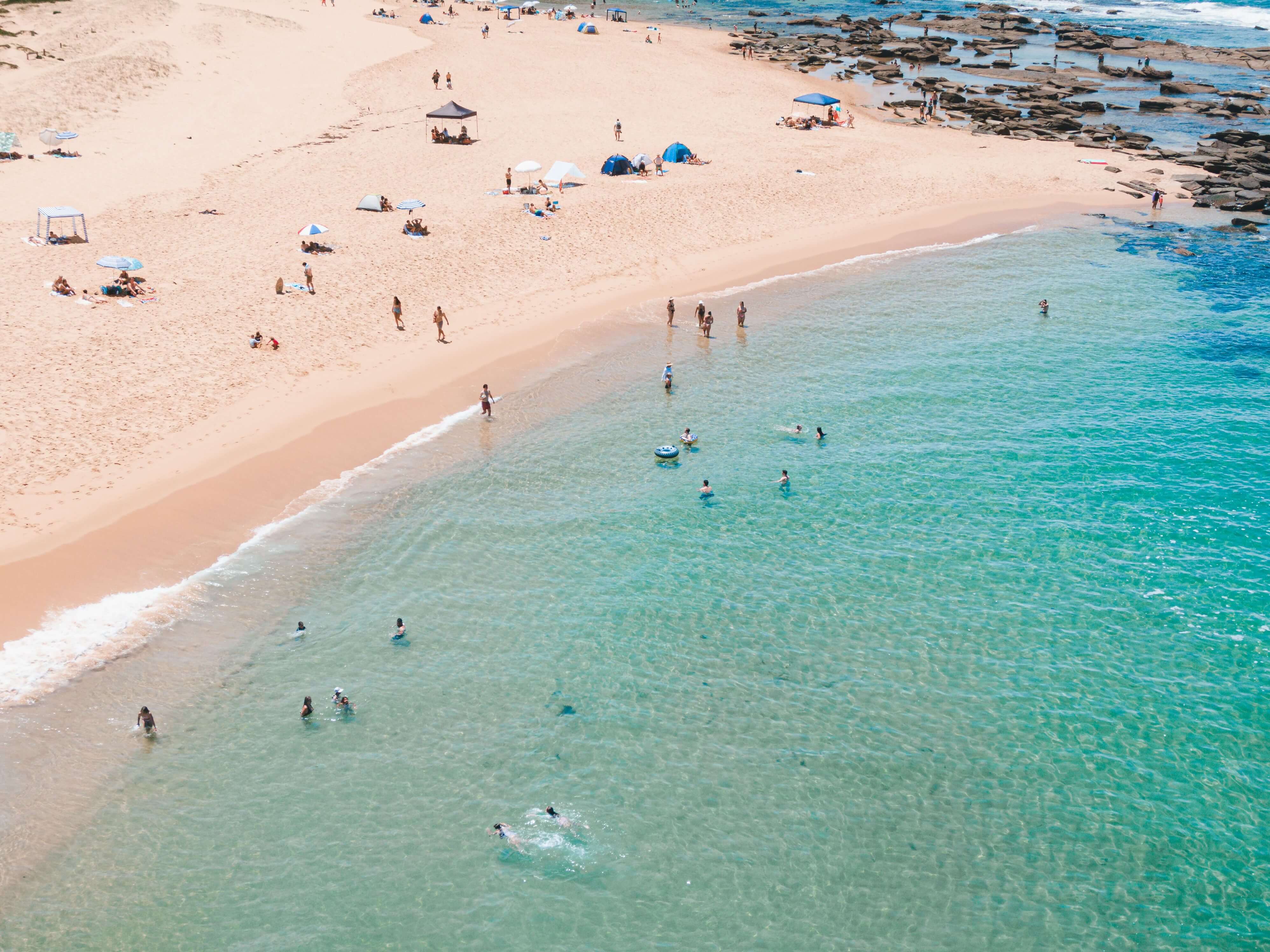 summer at spoon bay beach from above