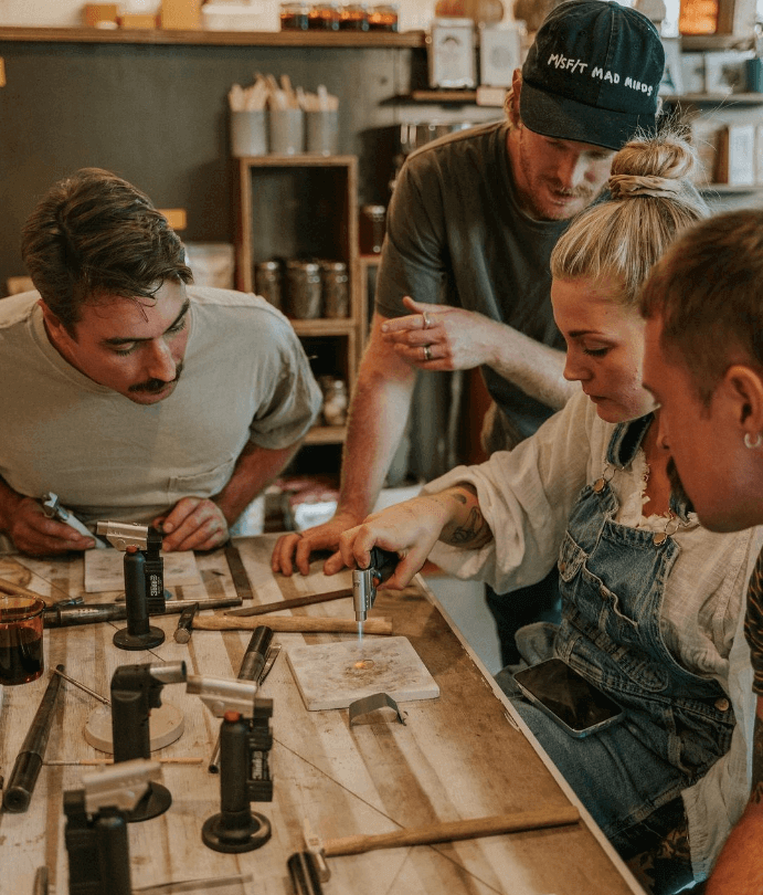 Silver jewellery making workkshop in Long Jetty