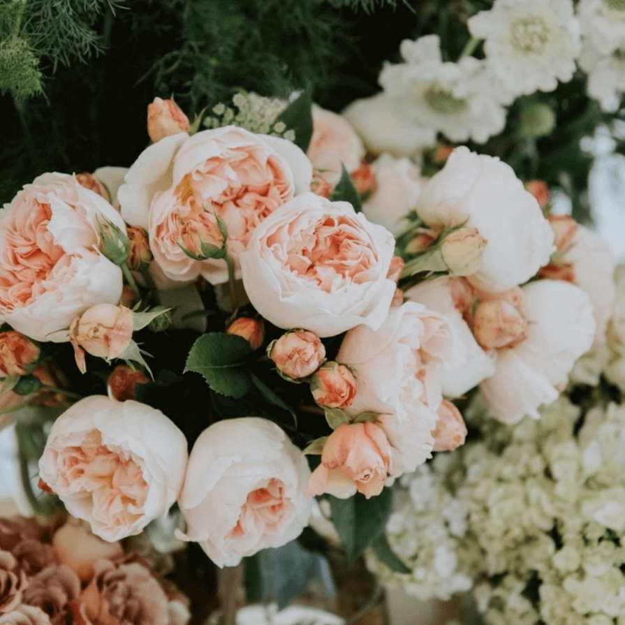 Fresh peach rose boquet