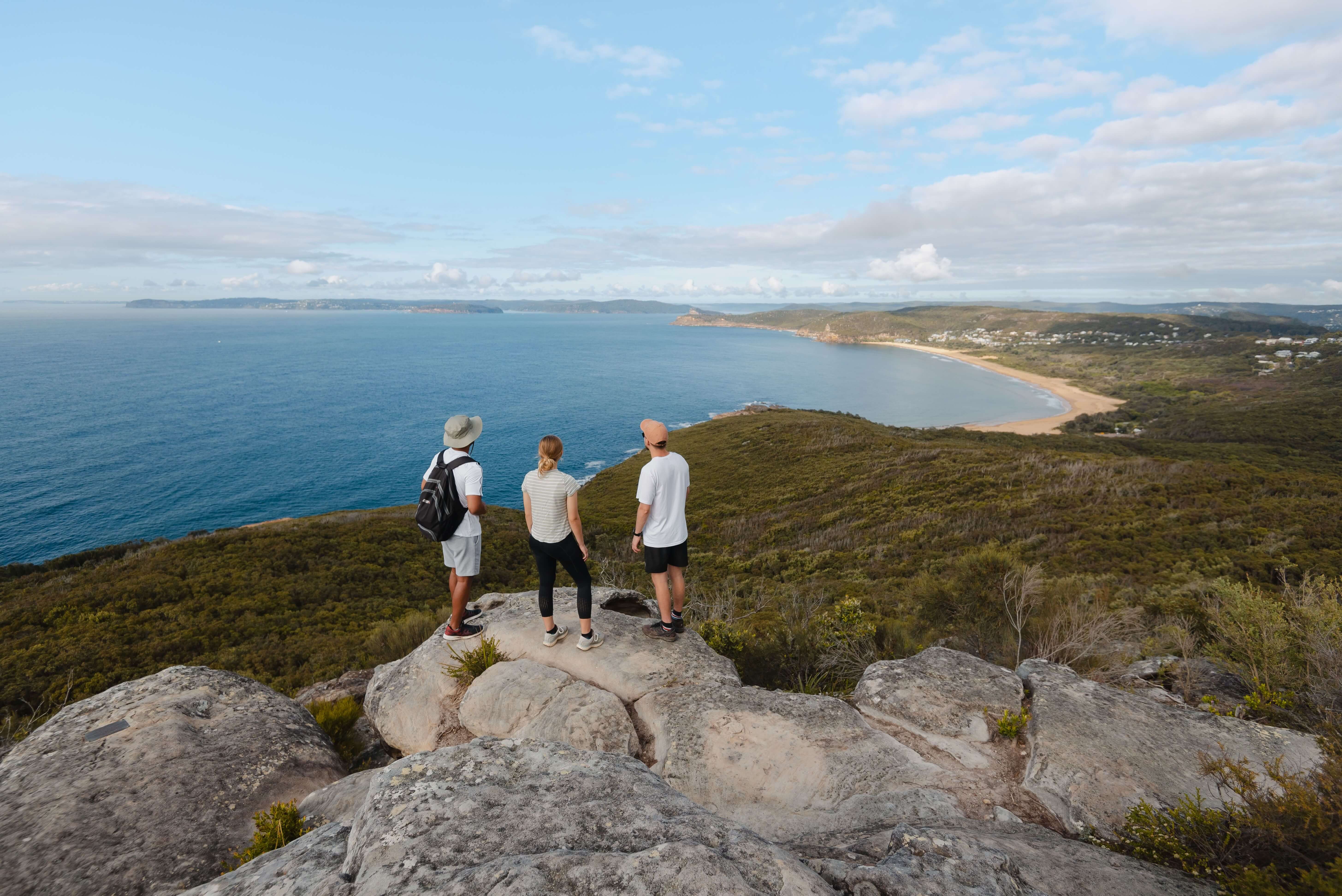 hikers at lookout for whales