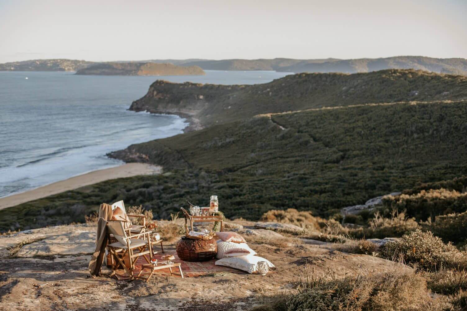 luxury scenic lookout with a picnic in national park