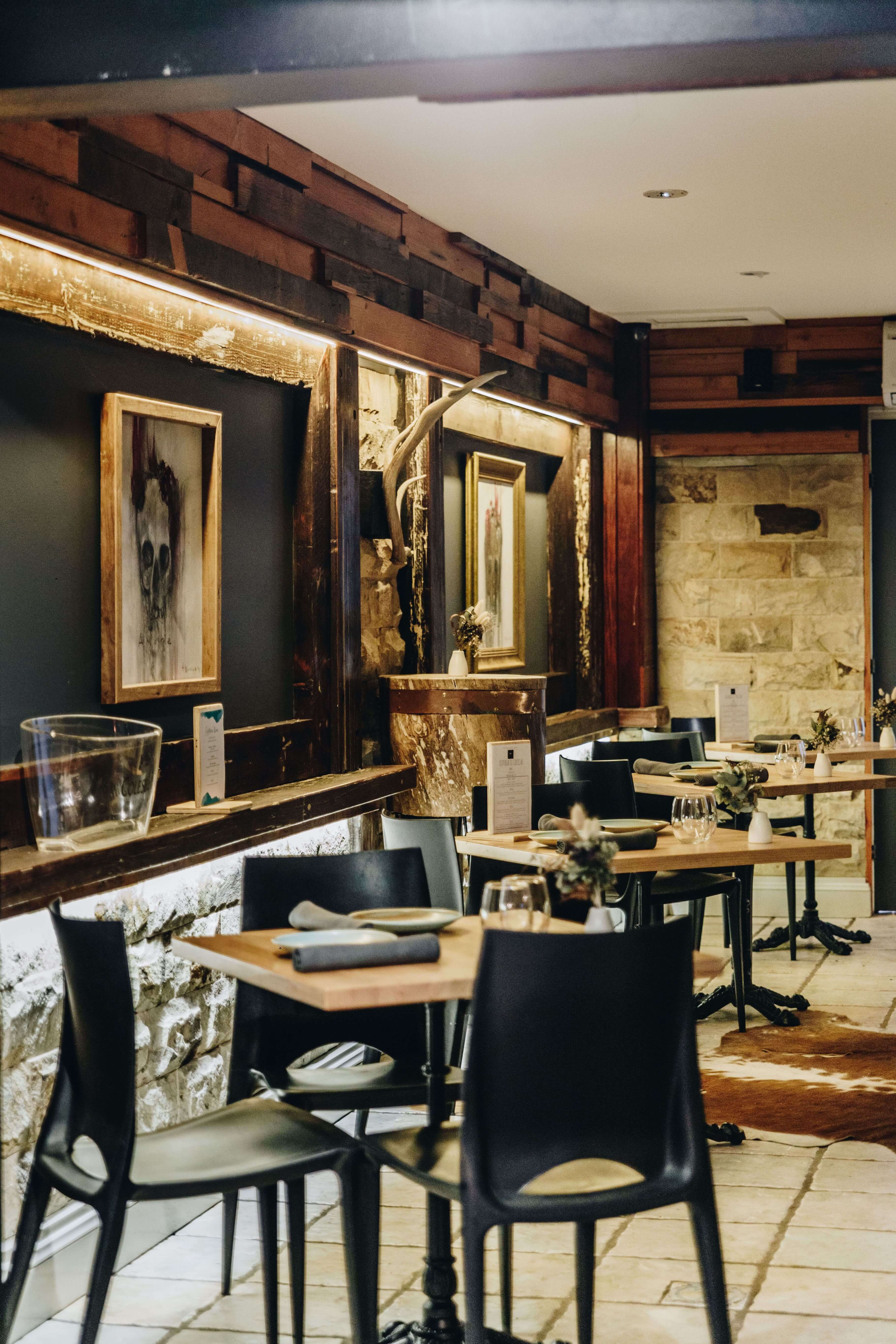 moody restaurant interior