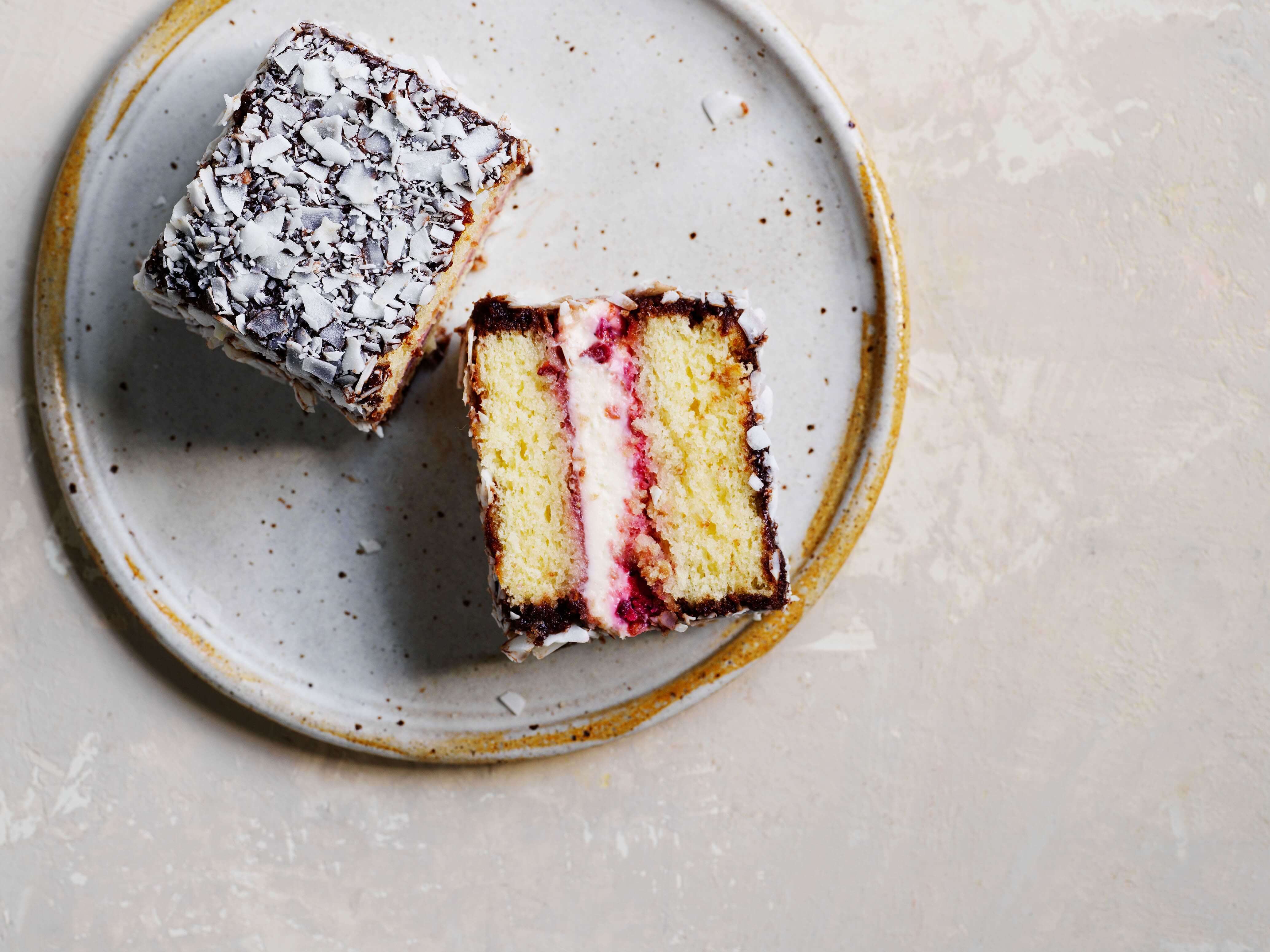 fresh lamington from above