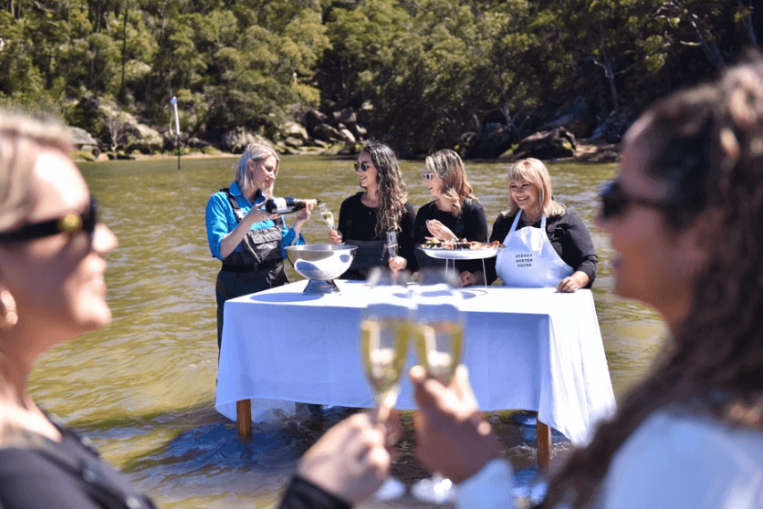 Sydney Oyster Farm Tours - Lunch table