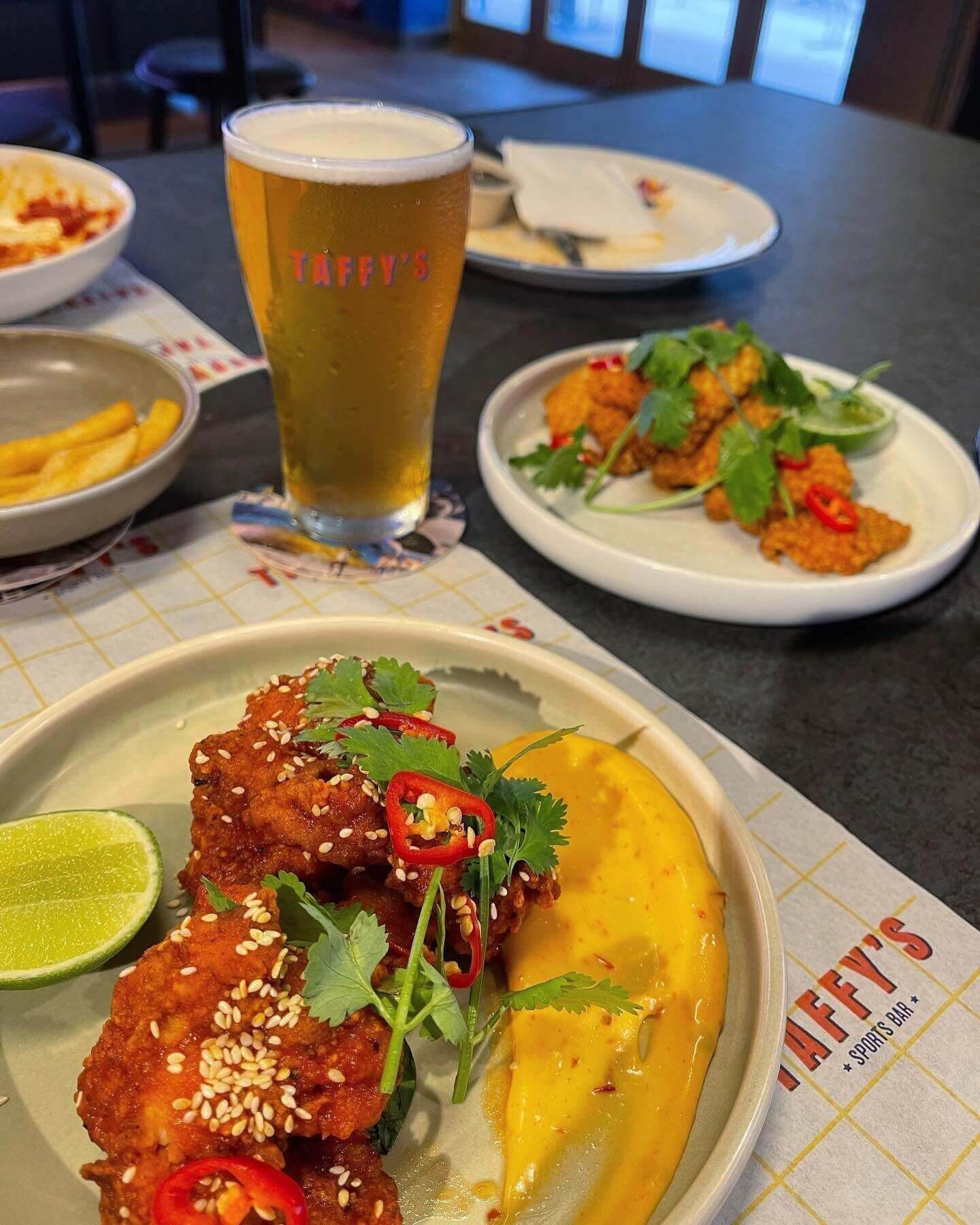 beer and asian cuisine at taffys