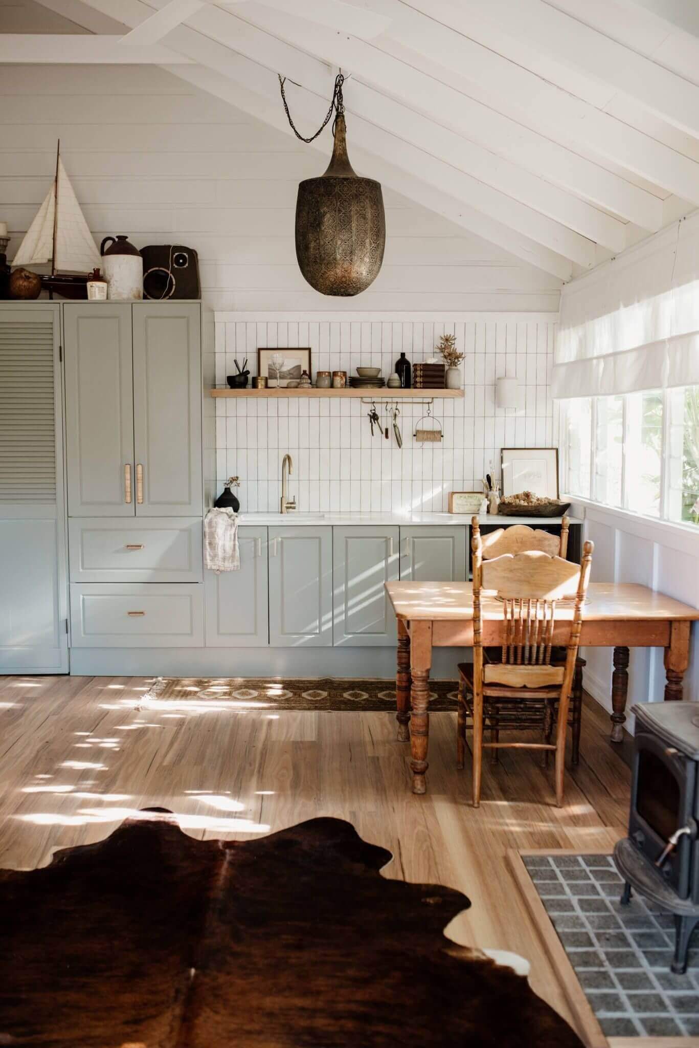 rustic interior of seaside cottage