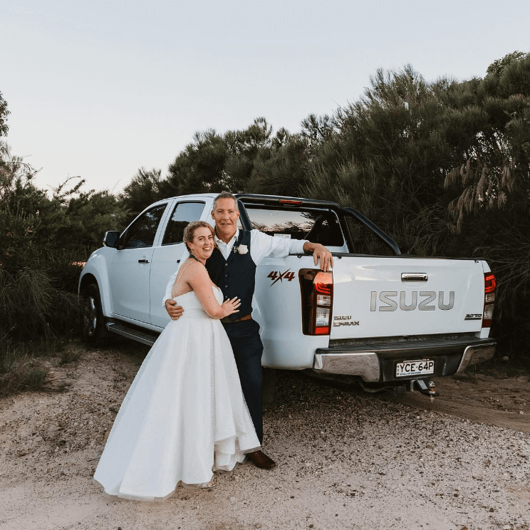 Wedding Couple with a Toyota ute