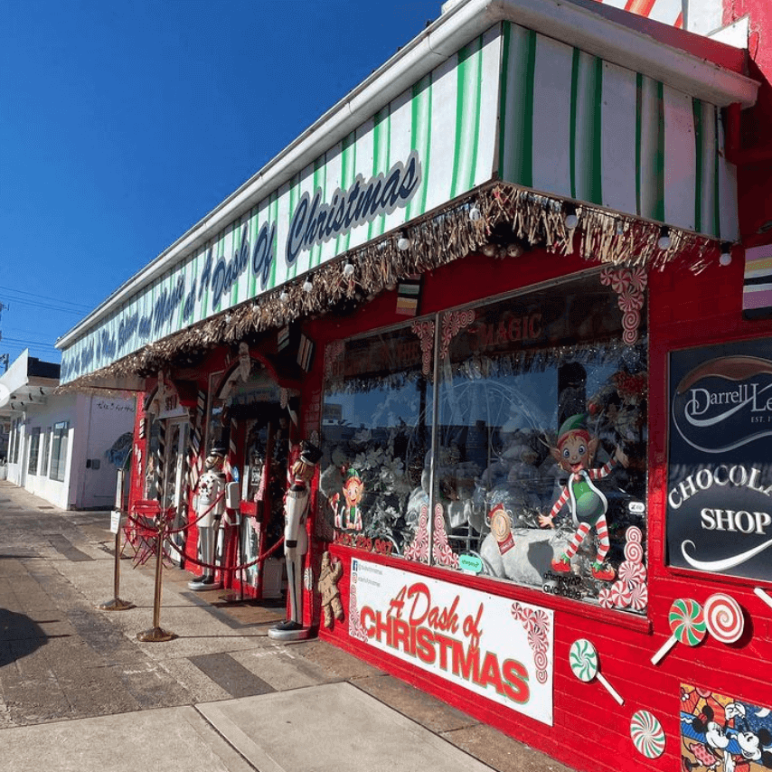 a dash of christmas shop entrance at long jetty