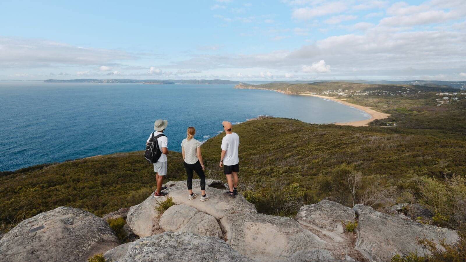 group of hikers at coastal lookout