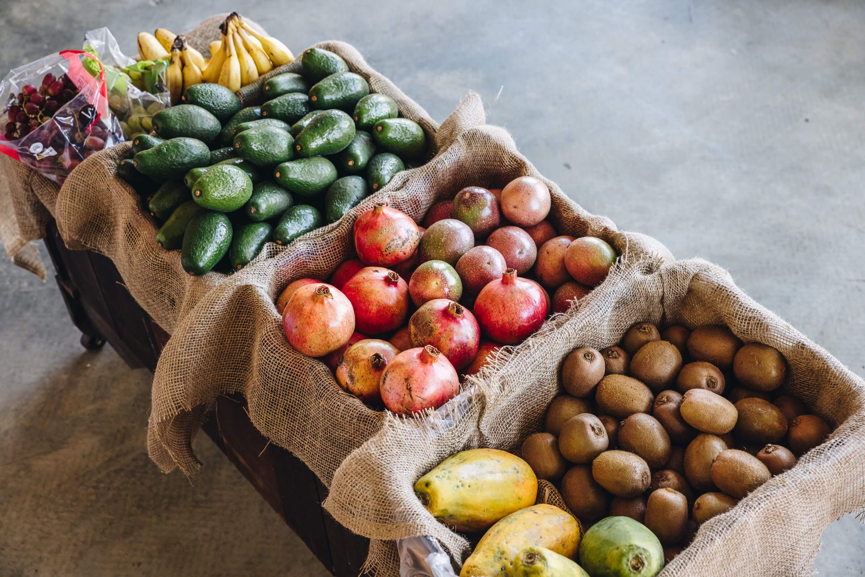 fresh produce in baskets