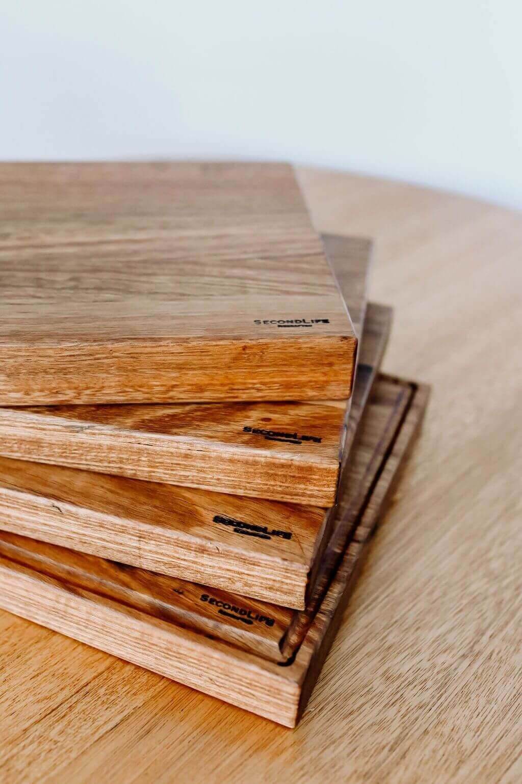 stack of handmade chopping boards